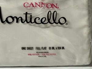 lot 275 image: Vintage MCM New in Package CANNON Monticello No-Iron Flat Sheet Full Sized