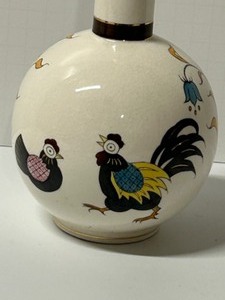 lot 260 image: Vintage FARM KITCHEN WARE Rooster Chicken Oil Pour Pottery Container