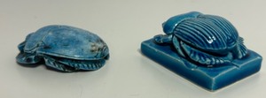 lot 268 image: Turquoise Ceramic Scarab BEETLE Figures Shelf Decor