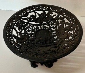 lot 242 image: Vintage ROBERT EMIG Cast Iron Mythology Ornate Pedestal Compote Greek 1236C