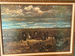 lot 215 image: Vintage Giclee Reproduction Framed Glossy PAINTING Print by Harvey Dunn Wall Decor