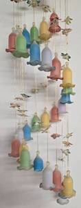 lot 287 image: Vintage Multicolor Delicate Glass Bell Wind Chimes