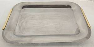 lot 258 image: 3 Vintage Stainless Steel & Gold Trays