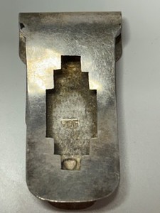 lot 298 image: Vintage 925 MEXICO Silver MONEY CLIP With Turquoise Cobachon Mayan Figure