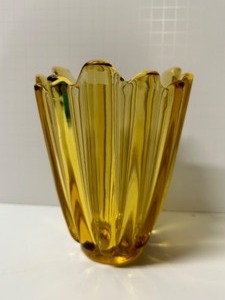 lot 307 image: Vintage MCM Amber Colored Celestial Swung Edged VASE by Fostoria