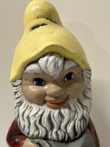 lot 327 image: Vintage large GARDEN GNOME Cement Statue Colorful Patio Decor