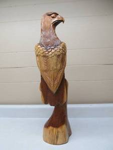 Large Signed Vintage 21 Carved Wood Eagle
