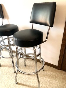 Lot of 3 Black &amp Chrome Bar Stools