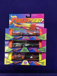 lot 3 image: Set of 3 Top Speed Hot Wheels Launcher
