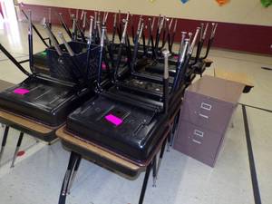 lot 43 image: Large Group of Desks and File Cabinet