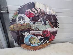 lot 53 image: Saw Blade Artwork Kittens