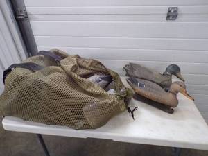 lot 74 image: Dozen duck Decoys with Bag