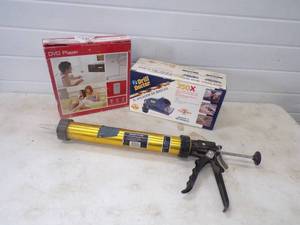 lot 140 image: Sausage Stuffer, Drill Bit Sharpener and DVD player