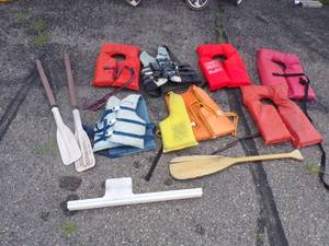 lot 143 image: Dock Bumper, Life Jackets and Paddles
