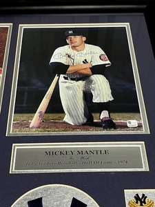 lot 4 image: Framed Mickey Mantle New York Yankees Autographed Photograph with GAI COA (26.5 x 32.5 Frame)