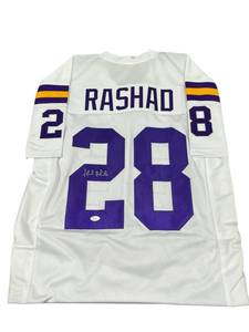 lot 5 image: Framed Minnesota Vikings Ahmad Rashad #28 Autographed Jersey with JSA COA - $100 Reserve