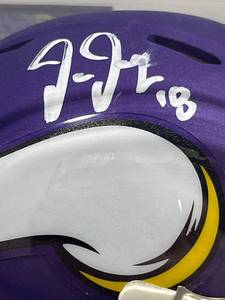 lot 9 image: Nice Justin Jefferson #18 Autographed Purple Vikings Mini Helmet - $150 Reserve