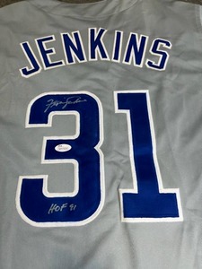 lot 33 image: Ferguson Jenkins Chicago Cubs Autographed Jersey with JSA COA