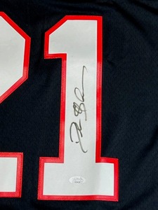 lot 35 image: Deion Sanders #21 Atlanta Falcons Mitchell & Ness Autographed Jersey with JSA COA (Size XL)