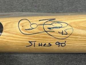 lot 40 image: Awesome Cecil Fielder 51 HRS 90 Autographed Rawlings Pro Baseball Bat in Excellent Condition