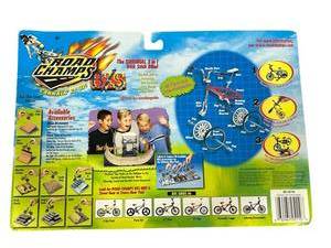 lot 76 image: Vintage 1999 Jakks Pacific Road Champs BXS Die Cast Bike Toy - Sealed with package wear