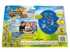 lot 77 image: Vintage 1999 Jakks Pacific Road Champs BXS Die Cast Bike Toy - Sealed with package wear