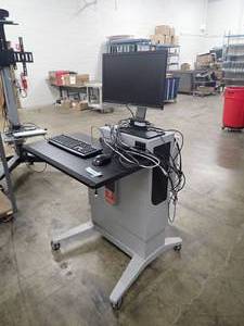 lot 1 image: Mobile Workstation with Monitor, Keyboard and Mouse  Includes X-write EO2-EFI-ULZW Advanced Spectrophotometer  Has power and visual cables