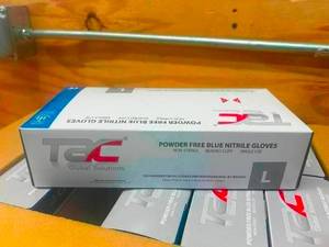 lot 32 image: TAC- Case of- Powder Free Blue Nitrile Gloves Size L (1000 gloves)