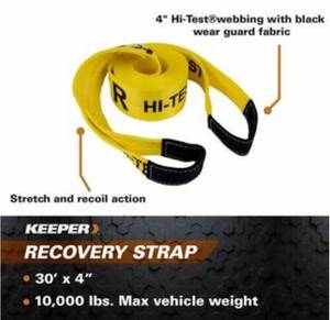 lot 36 image: KEEPER 30 ft. x 4 in. x 20,000 lbs. Vehicle Recovery Strap with Protected Loops
