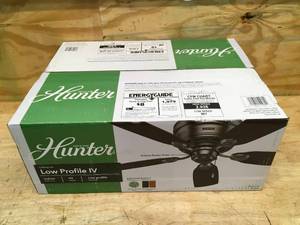 lot 62 image: Hunter Low Profile 42-inch Ceiling Fan Model # 51060 (Retails $99.99)