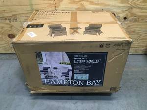 lot 17 image: HAMPTON BAY Garden Hills 5-Piece Wicker Outdoor Chat Set with CushionGuard Sky Blue Cushions