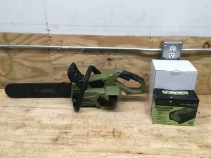 lot 11 image: Green Machine 62V Brushless 16 in. Battery Chainsaw with 2.5Ah battery and charger Model # GMCS6200 (Retail $299)