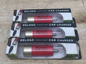 lot 57 image: Lot of 3 - Shotgun shell shaped car chargers