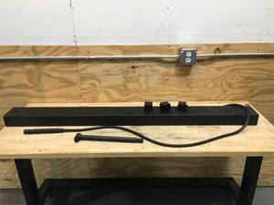 lot 106 image: Vigo Sutton thermostatic shower panel with shower head, hand shower, body sprays, and hose Model # VG08021 (Retails $424.90)