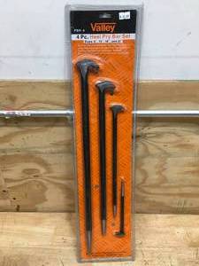 lot 158 image: Valley 4pc Pry Bar Set, Heel Head & Pointed Head Model # PBH-4 (Retail $40.88) 07252414