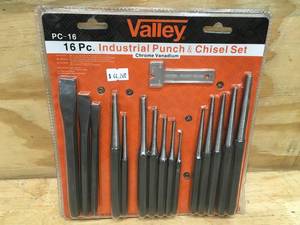 lot 160 image: Valley 16 piece Industrial Punch & Chisel Set Model # PC-16 (Retail $44.26) 07252413.50