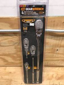lot 163 image: GEARWRENCH Flex Head Teardrop Ratchet 4 Piece Set (Retail $199.95) 072524105.39