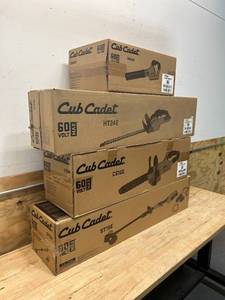 lot 113 image: CUB CADET 4 Piece 60V MAX Cordless Lawn Tool Set (includes 1 Battery and 1 Charger) (121823157)