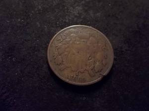 lot 8 image: 1869 2 Cent Piece