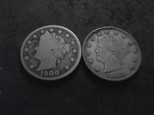 lot 13 image: 1883 & 1900 V-Nickels