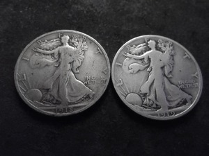 lot 26 image: 1919  & 1918 S Walking Liberty Half Dollars