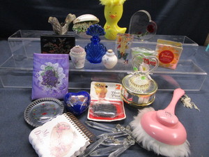 Grab Bag Salt Cellar, Perfume, Powder Puffs