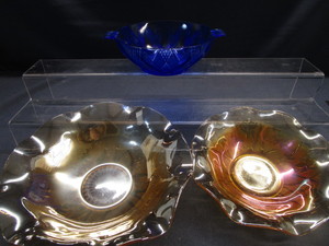 Carnival Glass & Blue Bowls