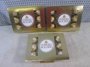 lot 264 image: (B-3) 3 Packs of Ferrero Rocher Fine Hazelnut Chocolates Past Date