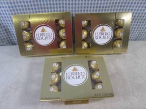 lot 265 image: (B-3) 3 Packs of Ferrero Rocher Fine Hazelnut Chocolates Past Date