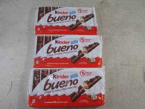 lot 274 image: (B-2) 3 Packs of Kinder Bueno Candy Bars 5) 2-Packs per Pack Past Date