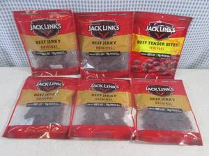 lot 284 image: (B-2) 5 Bags Jack Links Original Beef Jerky 1 Bag Teriyaki Beef Tender Bites Past Date