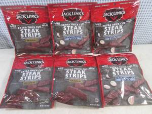lot 285 image: (B-2) 6 Bags Jack Links Extra Thick Cut Steak Strips 3 Original 3 Cracked Pepper & Garlic Past Date