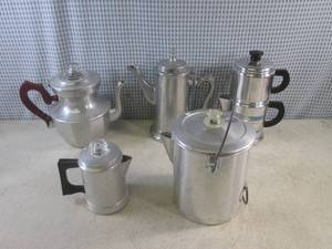 lot 10 image: (G-1) Assorted Vintage TeaCoffee Pots