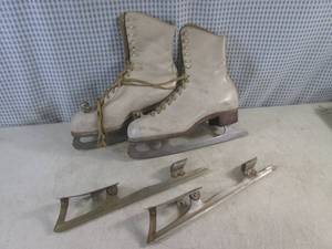 lot 25 image: (BS) Pair of Vintage Ice Skates and Pair of Extra Skate Blades
